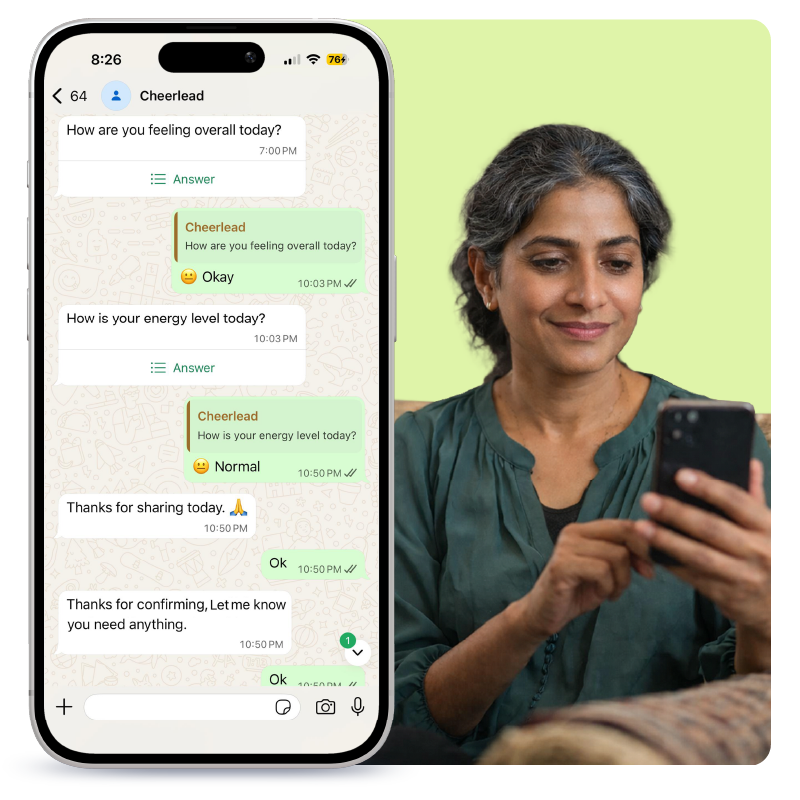 Parent using Cheerlead on WhatsApp
